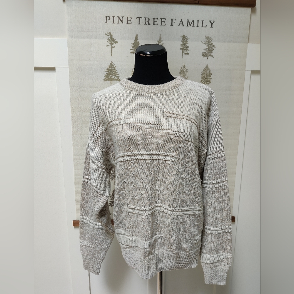 Vintage Arnold Palmer Textured Knit Sweater – Men’s Large – Beige/Taupe